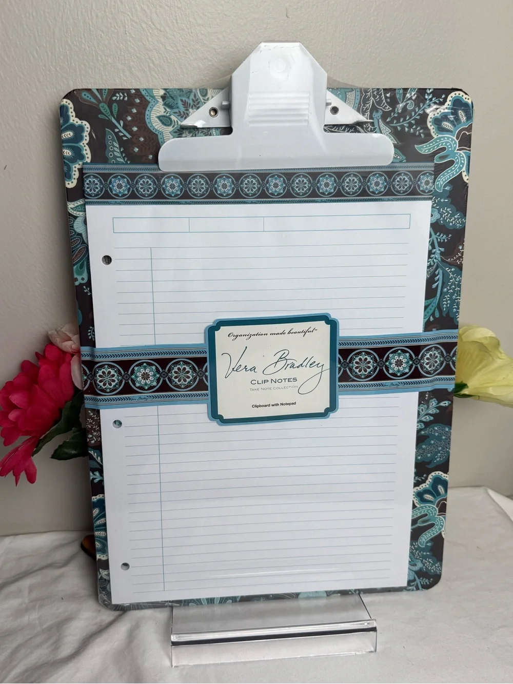 NWT Vera Bradley Java Blue Clipboard And Note Pad Set